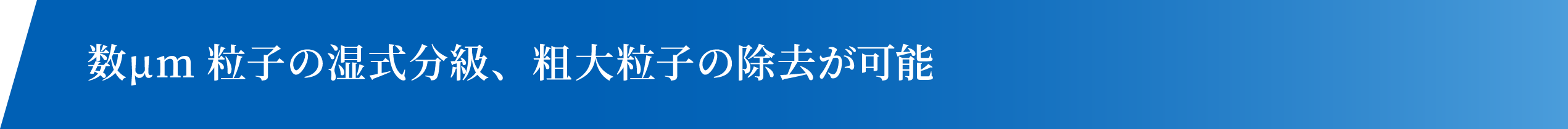 数μm粒子の湿式分級、粗大粒子の除去が可能